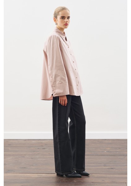 Geniş Manşetli Klasik Gömlek Soft Pembe fırsatları