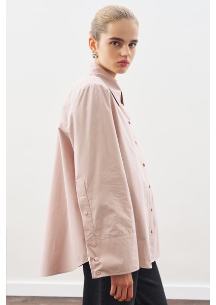 Geniş Manşetli Klasik Gömlek Soft Pembe indirimleri