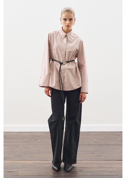 Geniş Manşetli Klasik Gömlek Soft Pembe