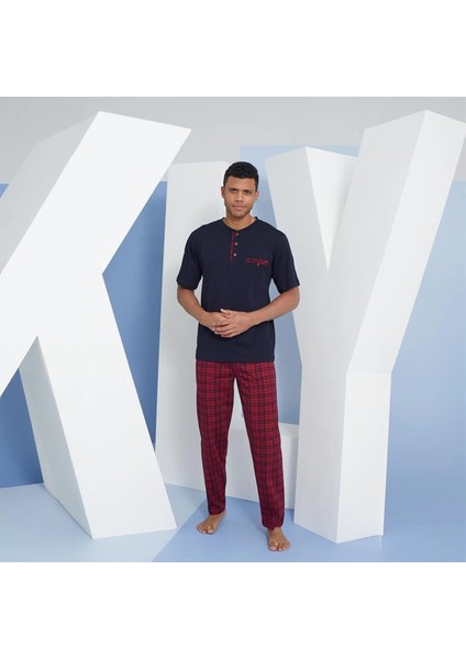 Erkek Kısa Kollu Midi Yaka Yazlık Pijama Takımı 2118 modelleri