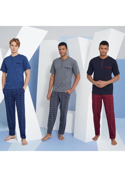 Erkek Kısa Kollu Midi Yaka Yazlık Pijama Takımı 2118 fırsatları