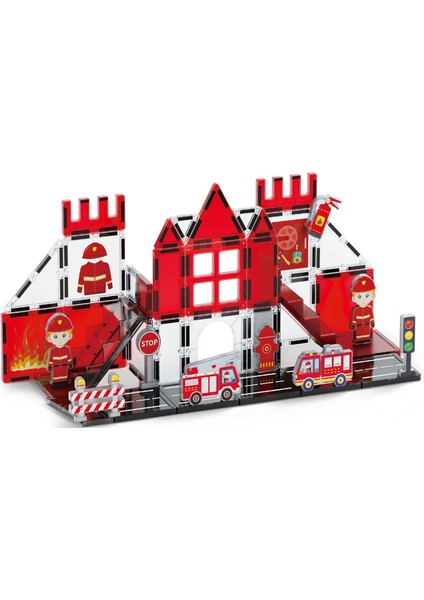 Renkli Manyetik Bloklar Fayans Yapı Taşları Itfaiye Serisi Eğitici Oyuncak 48 Parça fiyatları
