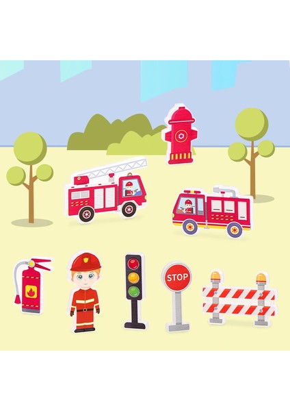 Renkli Manyetik Bloklar Fayans Yapı Taşları Itfaiye Serisi Eğitici Oyuncak 48 Parça indirimleri