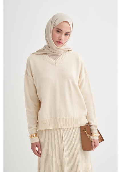 Fitilli Triko Etekli Takım Krem fırsatları