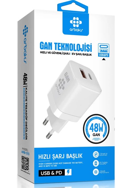 Gan Teknolojisi 48W USB + Pd Arbaks Şarj Başlığı ARB-013