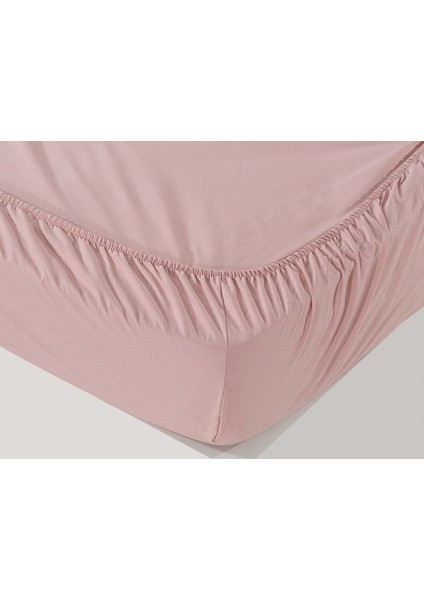 Simple Çift Kişilik %100 Pamuk Fitted Çarşaf Pudra