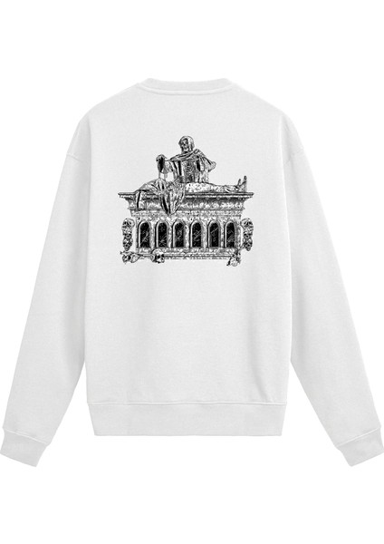 Sırt Baskılı Gotik Mezar Tasarımlı Sweatshirt