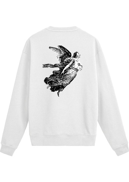 Sırt Baskılı Melek Tasarımlı Sweatshirt