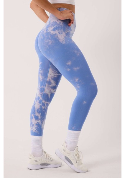 Spor Tayt Batik Desenli Dikişsiz Esnek ve Toparlayıcı Push Up Kadın Tayt