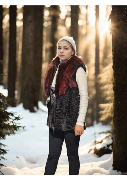 Kadın Kolsuz Hakiki Kürk - Siyah fırsatları