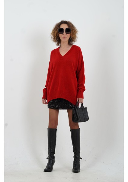 Kırmızı Best V Yaka Kazak fiyatları