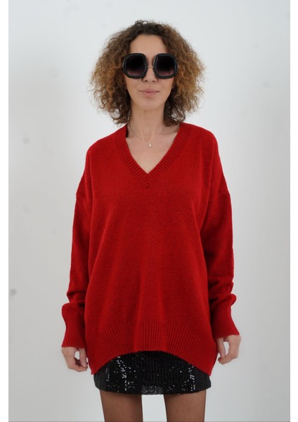 Kırmızı Best V Yaka Kazak modelleri