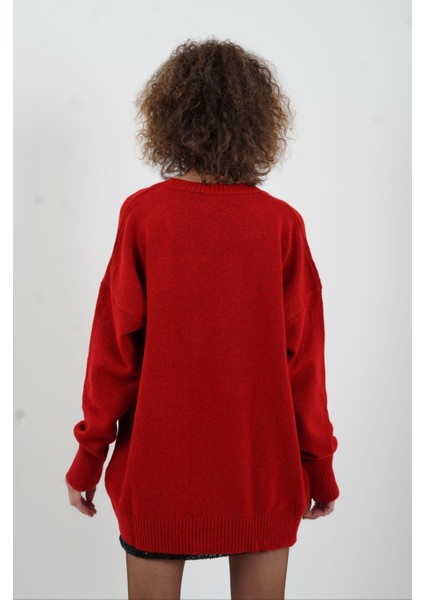 Kırmızı Best V Yaka Kazak fırsatları