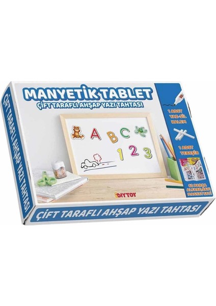 2250 Manyetik Çift Taraflı Tablet Ahşap Yazı Tahtası
