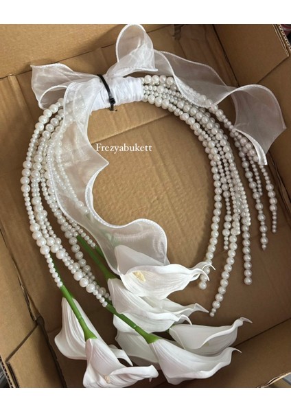 İnci detaylı Gala gelin buketi fiyatları