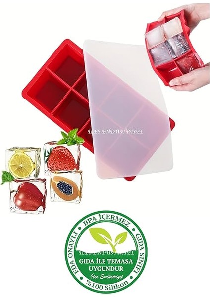 Chef Kapaklı Silikon Buz Kalıbı - Bpa Içermeyen, Viski ve Kokteyller Için Büyük Buz Kalıpları, 2 Inç Büyük Buz Küpleri Yapmak Için Kolayca Çıkarılabilen Silikon Buz Kalıbı, Kırmızı modelleri