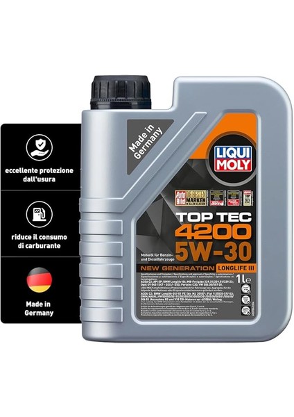Moly Top Tec 4200 5W-30 New Generation 1 Litre Otomotiv Bakım Ürünü