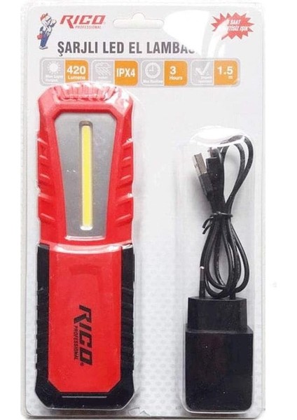 013-RC0027 Şarjlı Ledli El Lambası Fener K16 240 Lm Lümen