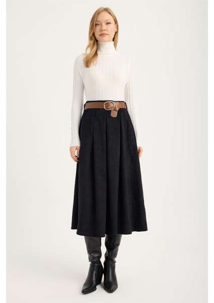 Kadife 2 Cepli Kemerli Pile Etek