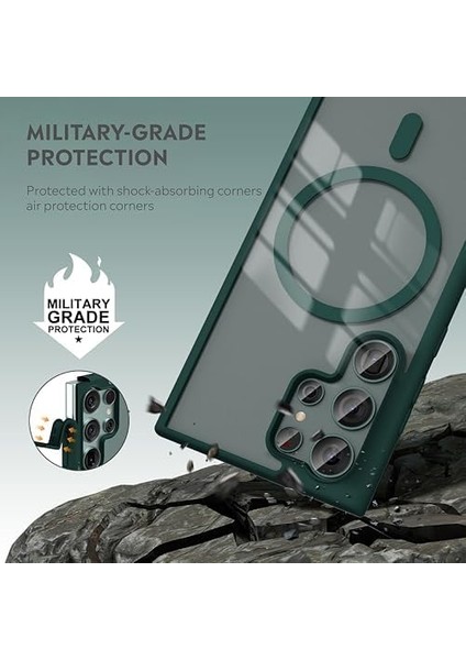 Için Kılıf Kamera Korumalı Şarj Özellikli Şeffaf Renkli Kılıf (Yeşil, Galaxy S23 Ultra) modelleri