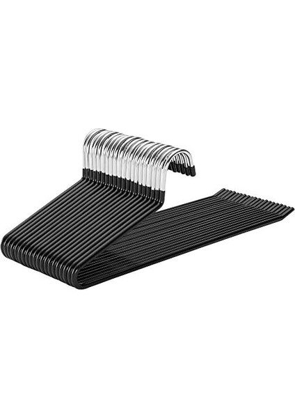 Askıları, 20&apos;li Set, Açık Uçlu, Çok Fonksiyonlu, Kaymaz, Siyah CRI004-20, 38 x 0,5 x 13 cm