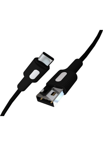 USB A-C Hızlı Şarj Kablosu, Siyah Kablo, Beyaz/siyah Uçlar (150 Cm)