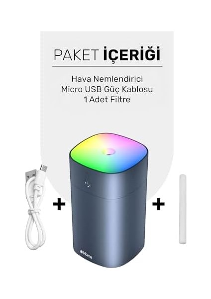 Rgb Renkli Aromaterapi Difüzör ve Ultrasonik Hava Nemlendirici Buhar Makinesi (Siyah, 400ML) fiyatları