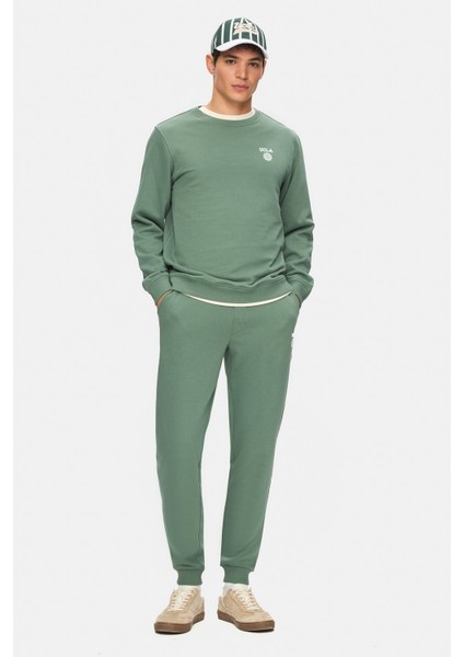 Valley Adaçayı Yeşili Bisiklet Yaka Baskılı Standard Fit Erkek Sweatshirt fırsatları