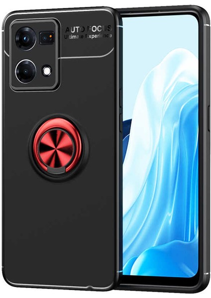 Oppo Reno 7 4g Kılıf Mrsa Ravel Silikon Kapak-Siyah-Kırmızı