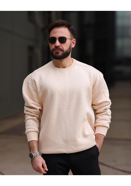 Kalın Içi Pamuklu Cepli Oversize Sweatshirt