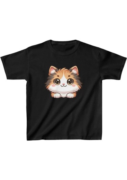 Unisex Çocuk Baskılı T-Shirt - Siyah