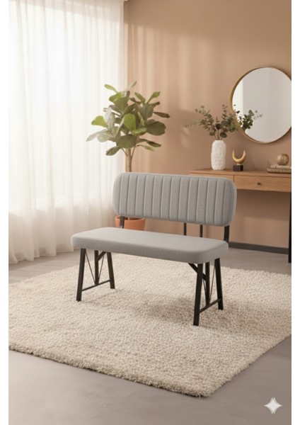 Elfin Mutfak , Yemek Odası Bahçe Balkon Otel Restoran Kafe Bench, Puf, Sırtlı Bench -1 Adet Gri