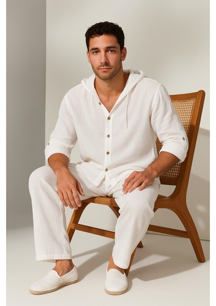 Hanımağa Kapüşonlu Müslin Uzunkol Gömlek