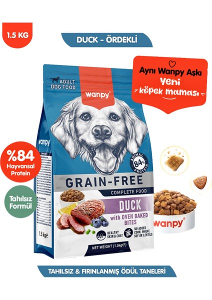Ördekli Tahılsız Yetişkin Köpek Maması Yüksek Dengeli 1,5kg