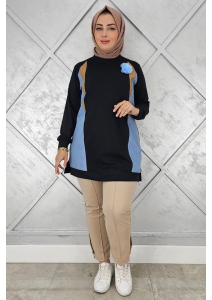 Kadın Kombinli Tül Çiçek Detaylı Tesettür Tunik modelleri