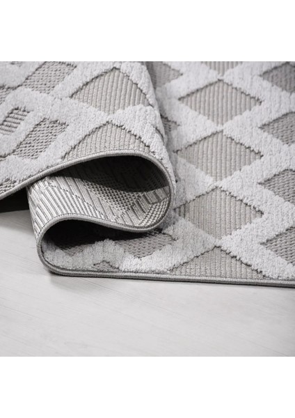 Duero Geometrik Gri Polyester Kaydırmaz Tabanlı Makine Halısı fırsatları