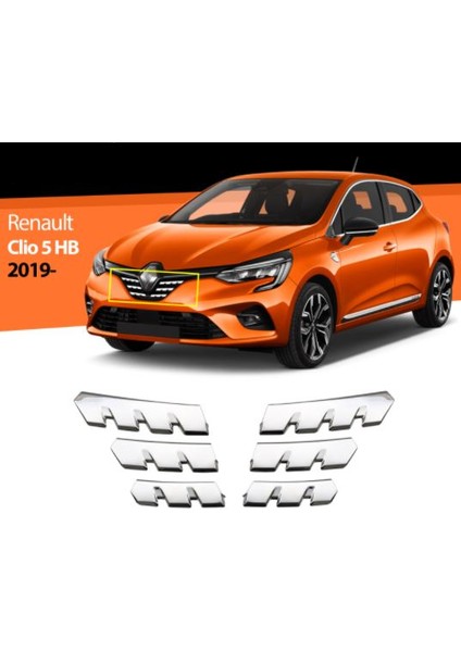 Renault Clio 5 Krom Ön Panjur 6 Parça 2019 ve Üzeri