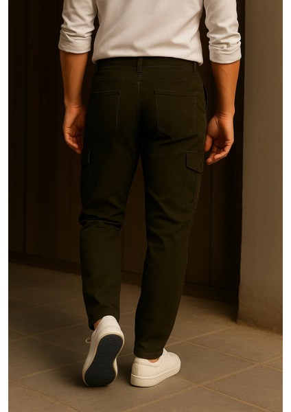 Erkek Trend Bol Paça Yüksek Bel Haki Kargo Pantolon indirimleri