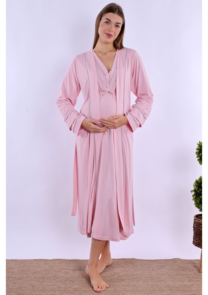 Pembe Sabahlıklı Hamile Lohusa Gecelik Takım fiyatları