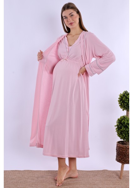 Pembe Sabahlıklı Hamile Lohusa Gecelik Takım fırsatları