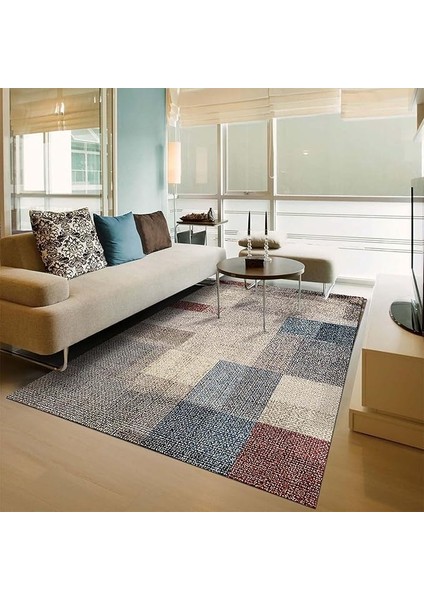 Dizayn Apelia Kadife Pamuk Tabanlı Yıkanabilen Kaydırmaz Antibakteriyel Salon Halısı 80X200