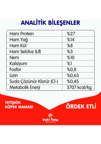 Ördekli Tahılsız Yetişkin Köpek Maması Yüksek Dengeli 1,5kg