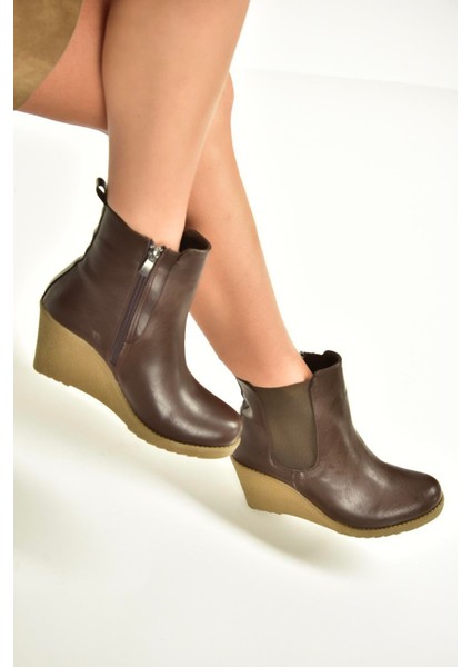 V361197009 Kahverengi Dolgu Topuklu Kadın Bot modelleri