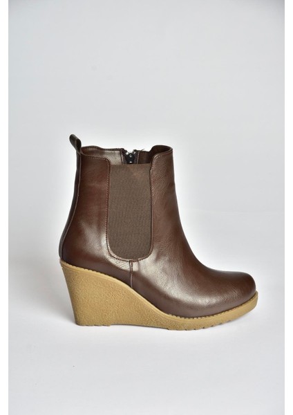 V361197009 Kahverengi Dolgu Topuklu Kadın Bot indirimleri