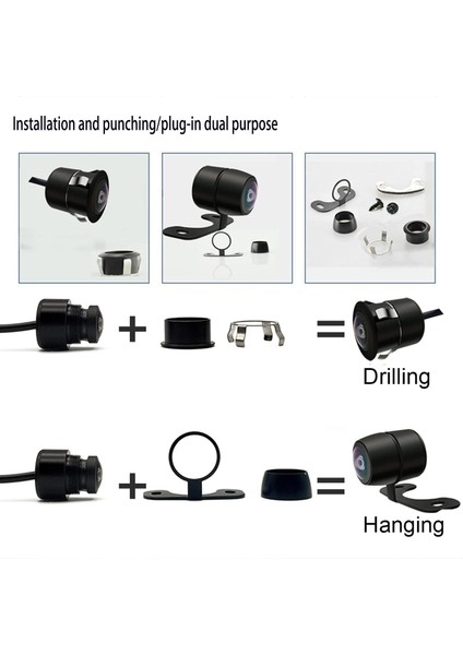 Universal Geri Görüş Kamerası 170° Geniş Açı IP66 Su Geçirmez | 12V Renkli Araç Park Destek Kamerası modelleri