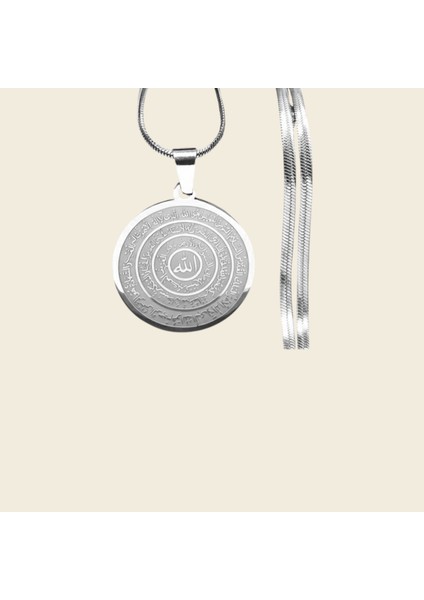 Ayetel Kürsi ve Dört Kul (Koruyucu Dualar) Yazılı Altın Kaplama Çelik Kolye | Şifa ve Huzur Sembolü fiyatları