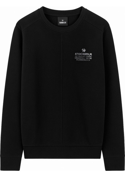 Erkek S-Shirt O Yaka Sweathirt 88490-SİYAH