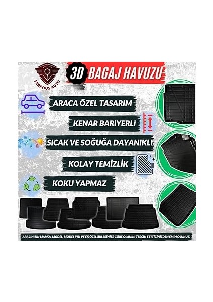 Autoaccessories Suzuki Vitara ile Uyumlu 4d Paspas ve Üst 3D Bagaj Havuzu 2016 ve Üstü modelleri