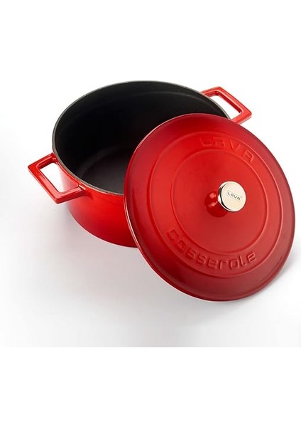 Metal Döküm Yuvarlak Tencere, 24 Cm, Kırmızı fiyatları