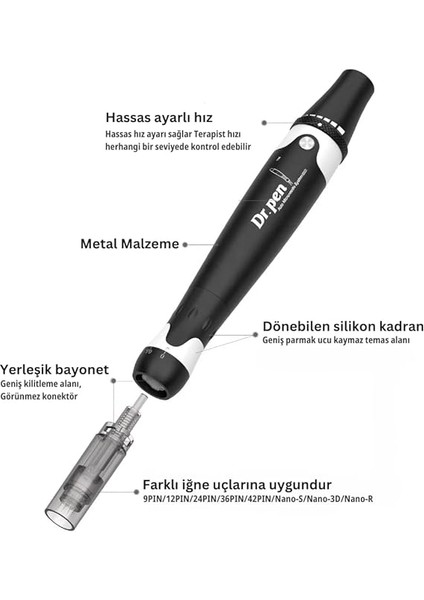 Pen Ultima A7 Microneedling Kalem - 18000 Rpm En Güçlü Kablolu Model - Profesyonel Derma Otomatik Kalem - Yüz ve Vücut Için En Iyi Cilt Bakım Alet Seti - 6 Adet 12 Pinli Kartuş fırsatları